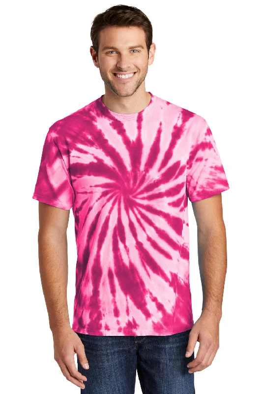 Port & Company Mens Tie-Dye Short Sleeve Crewneck T-Shirt - Pink