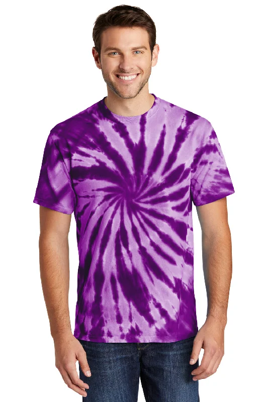 Port & Company Mens Tie-Dye Short Sleeve Crewneck T-Shirt - Purple