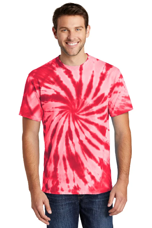 Port & Company Mens Tie-Dye Short Sleeve Crewneck T-Shirt - Red