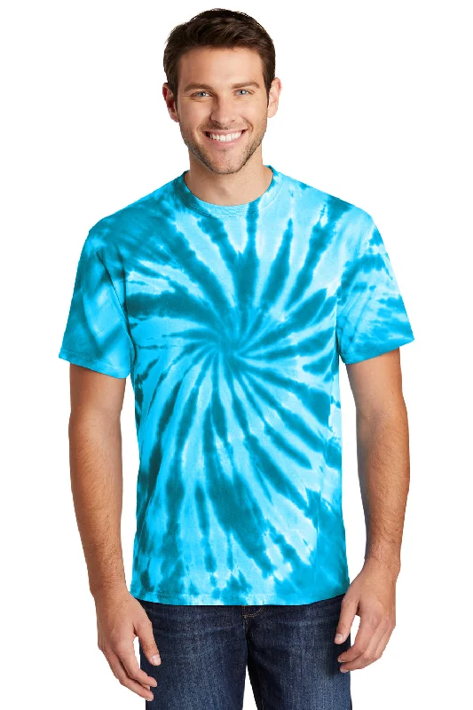 Port & Company Mens Tie-Dye Short Sleeve Crewneck T-Shirt - Turquoise Blue