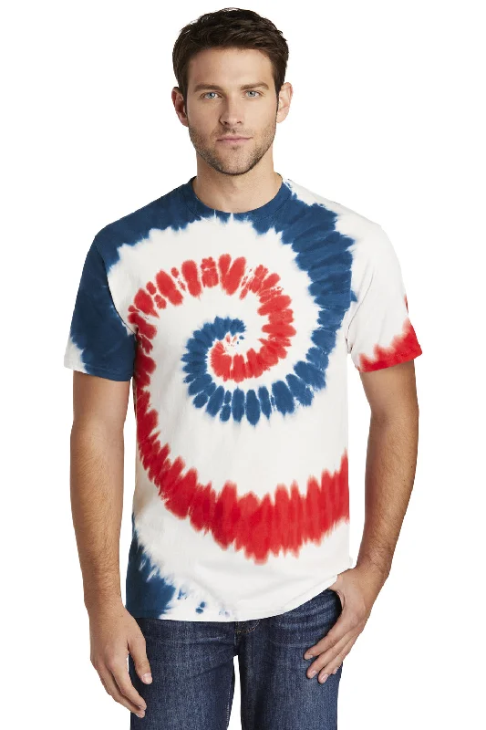 Port & Company Mens Tie-Dye Short Sleeve Crewneck T-Shirt - USA Rainbow