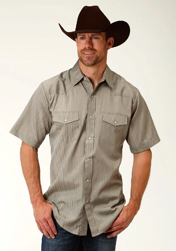 Luxury Fashion Roper Mens Olive Cotton Blend S/S Shirt