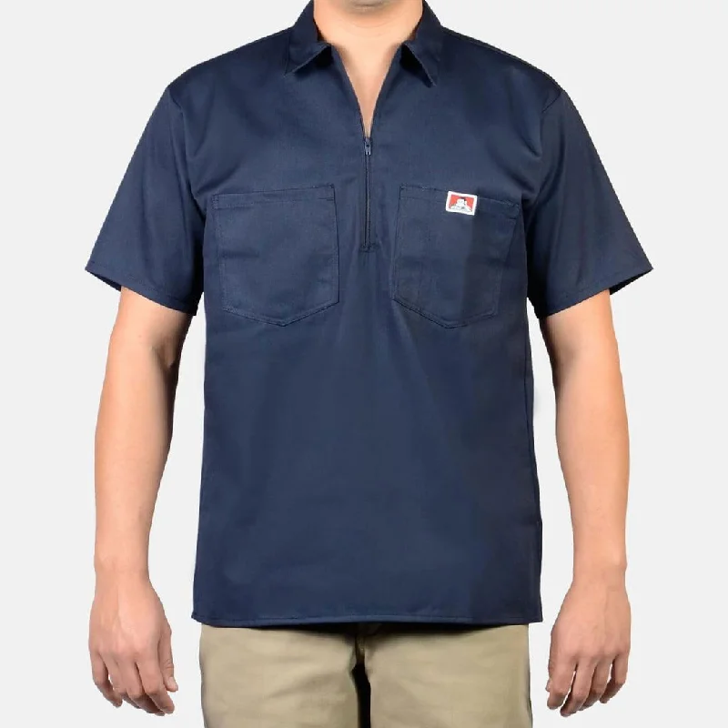 Effortless Outfits 1/2 Zipper Short Sleeve -  Navy