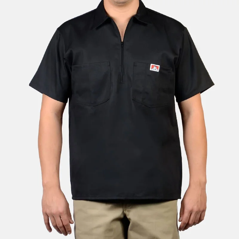 Bright Colors 1/2 Zipper Short Sleeve - Black