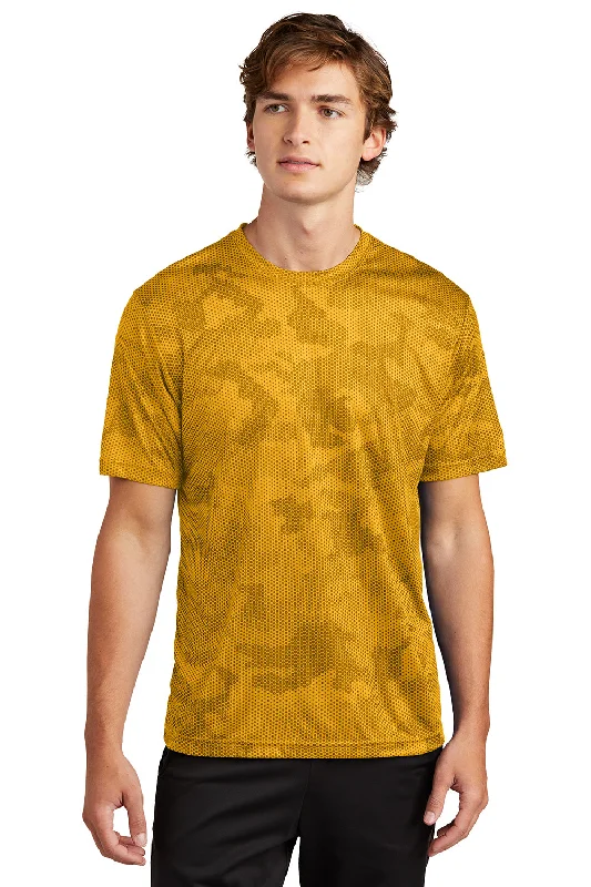 Sport-Tek Mens CamoHex Moisture Wicking Short Sleeve Crewneck T-Shirt - Gold