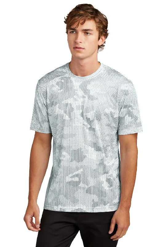 Sport-Tek Mens CamoHex Moisture Wicking Short Sleeve Crewneck T-Shirt - White