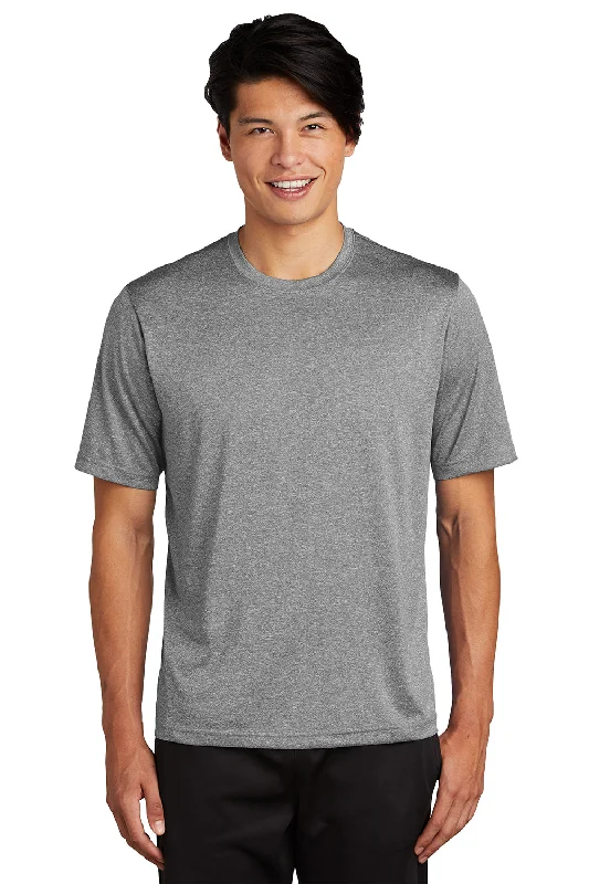 Sport-Tek Mens Contender Heather Moisture Wicking Short Sleeve Crewneck T-Shirt - Heather Vintage Grey