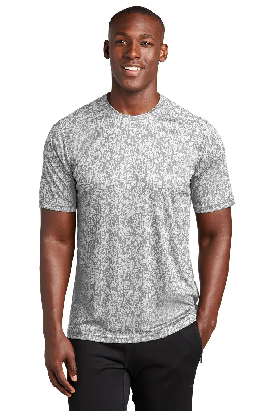 Sport-Tek Mens Digi Camo Moisture Wicking Short Sleeve Crewneck T-Shirt - White