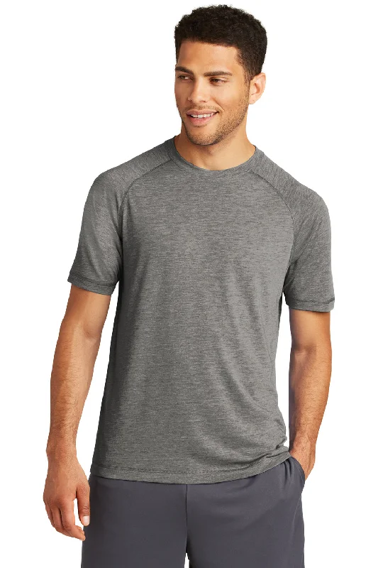 Sport-Tek Mens Moisture Wicking Short Sleeve Crewneck T-Shirt - Heather Dark Grey