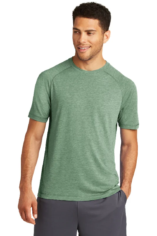 Sport-Tek Mens Moisture Wicking Short Sleeve Crewneck T-Shirt - Heather Forest Green