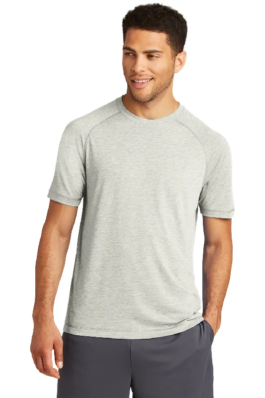 Sport-Tek Mens Moisture Wicking Short Sleeve Crewneck T-Shirt - Heather Light Grey