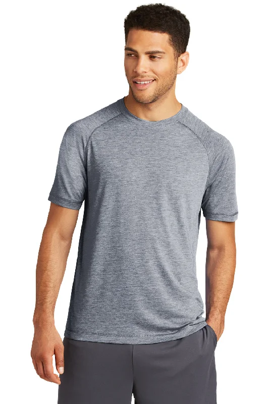 Sport-Tek Mens Moisture Wicking Short Sleeve Crewneck T-Shirt - Heather True Navy Blue