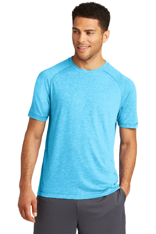 Sport-Tek Mens Moisture Wicking Short Sleeve Crewneck T-Shirt - Heather Pond Blue