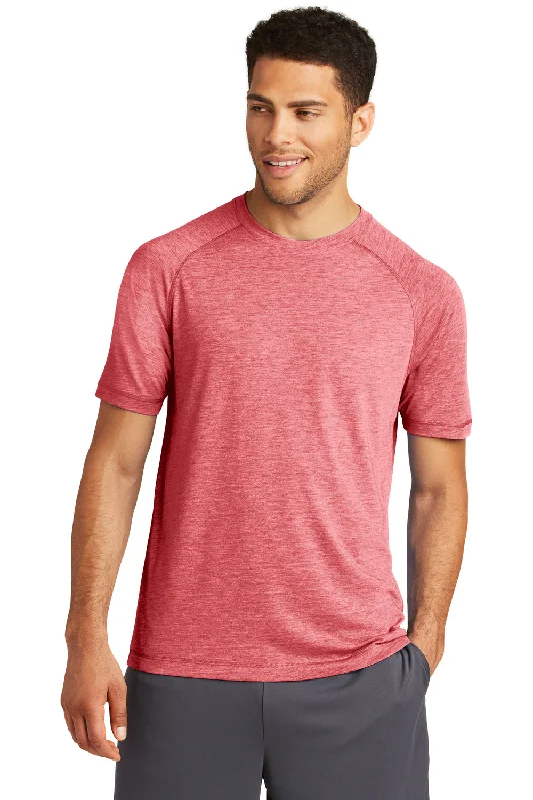 Sport-Tek Mens Moisture Wicking Short Sleeve Crewneck T-Shirt - Heather True Red