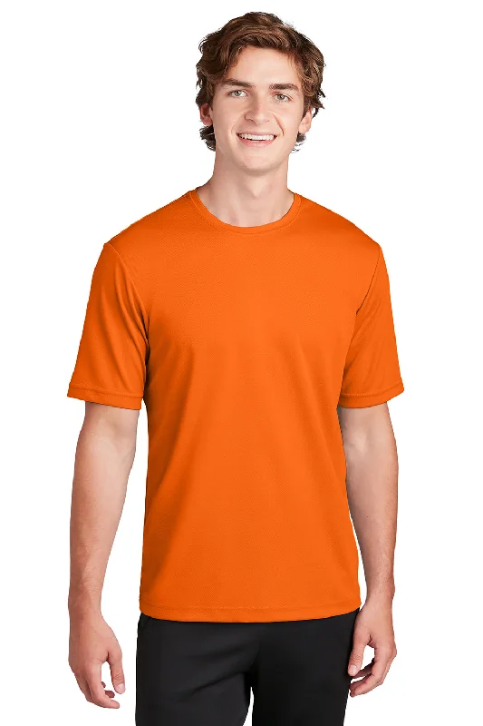 Sport-Tek Mens RacerMesh Moisture Wicking Short Sleeve Crewneck T-Shirt - Neon Orange