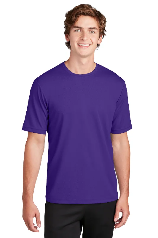 Sport-Tek Mens RacerMesh Moisture Wicking Short Sleeve Crewneck T-Shirt - Purple