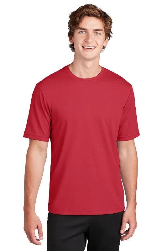 Sport-Tek Mens RacerMesh Moisture Wicking Short Sleeve Crewneck T-Shirt - True Red