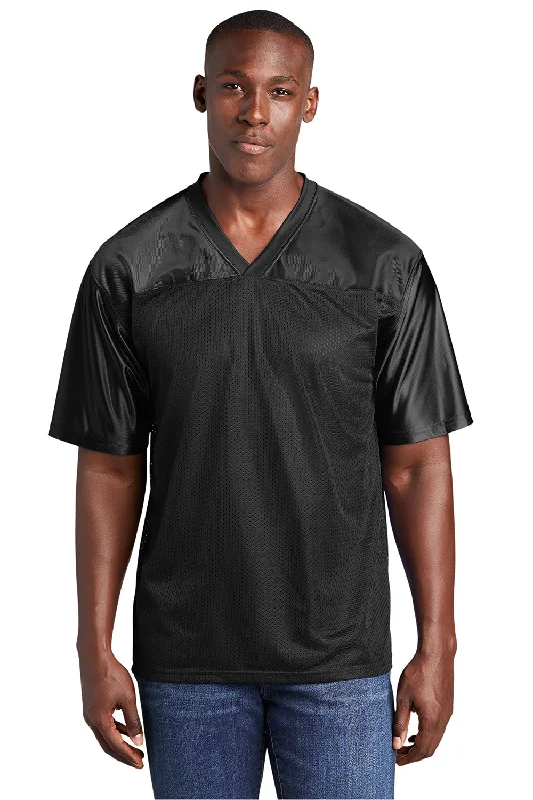 Sport-Tek Mens Short Sleeve V-Neck T-Shirt - Black