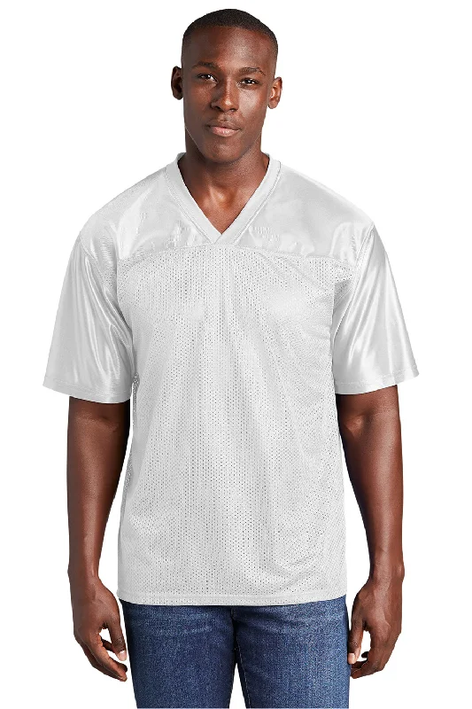 Sport-Tek Mens Short Sleeve V-Neck T-Shirt - White