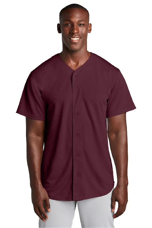 Sport-Tek Mens Tough Mesh Moisture Wicking Short Sleeve Jersey - Maroon