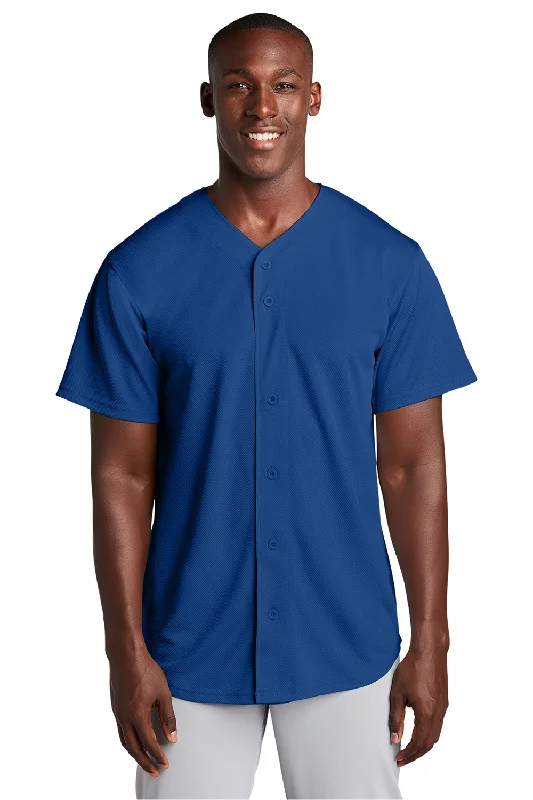 Sport-Tek Mens Tough Mesh Moisture Wicking Short Sleeve Jersey - True Royal Blue