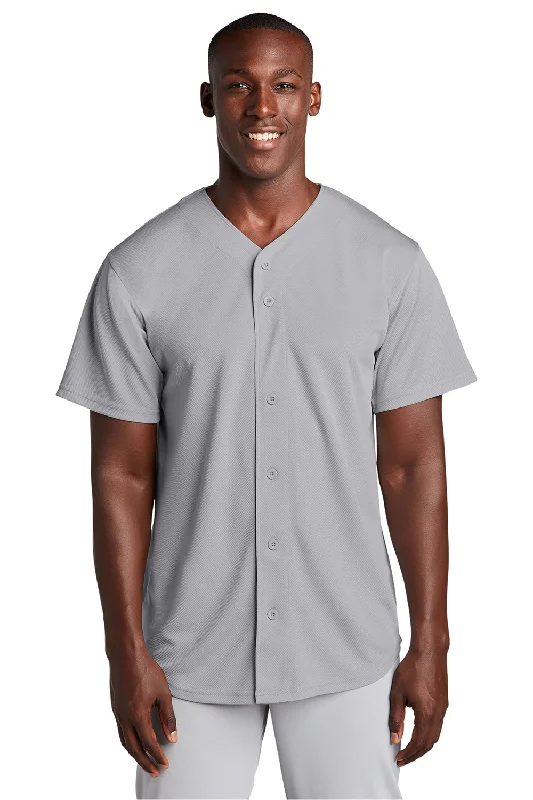 Trends Sport-Tek Mens Tough Mesh Moisture Wicking Short Sleeve Jersey - Silver Grey