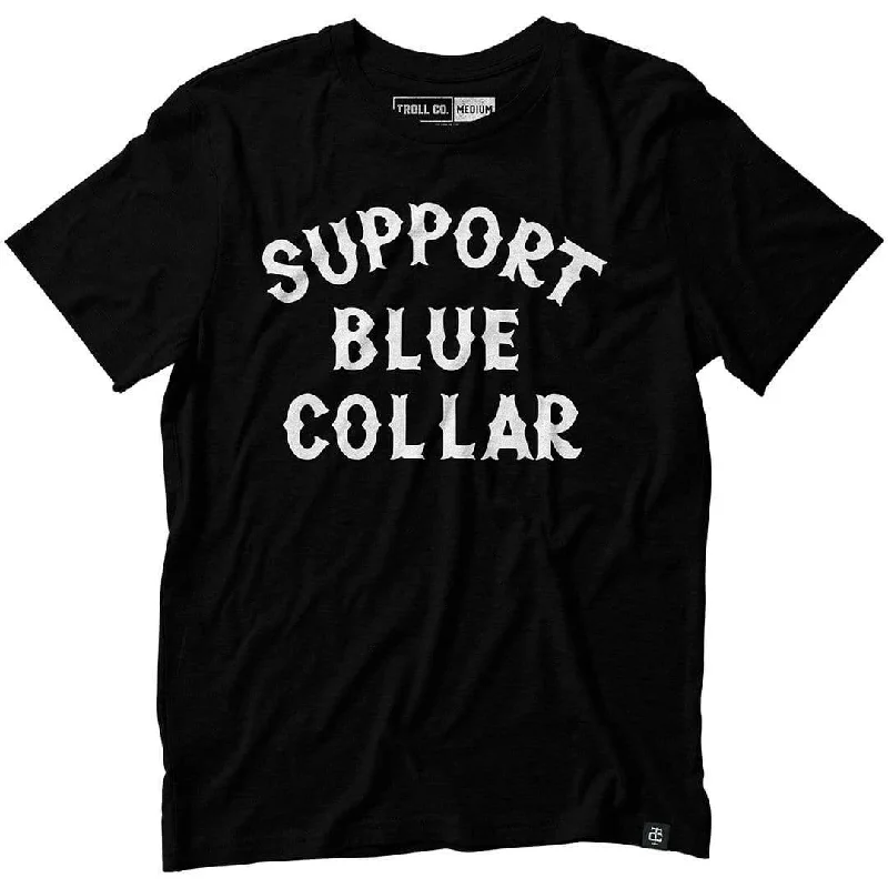 Stylish Ease Support Blue Collar Tee - Black