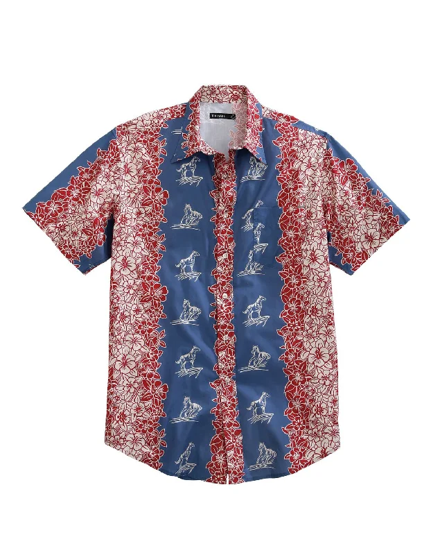 Celebrity Style Tin Haul Mens Multi-Color 100% Cotton Paniolo Tropical BD S/S Shirt