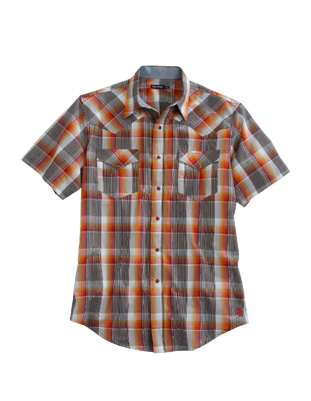 Street Fashion Tin Haul Mens Multi-Color 100% Cotton Rusty Plaid S/S Shirt