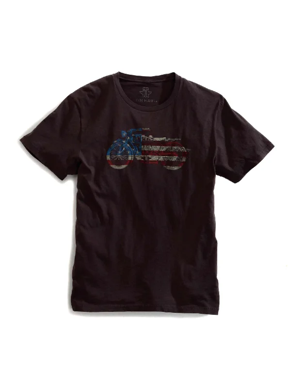 Elegant Series Tin Haul Unisex Black 100% Cotton Flag Motorcycle S/S T-Shirt