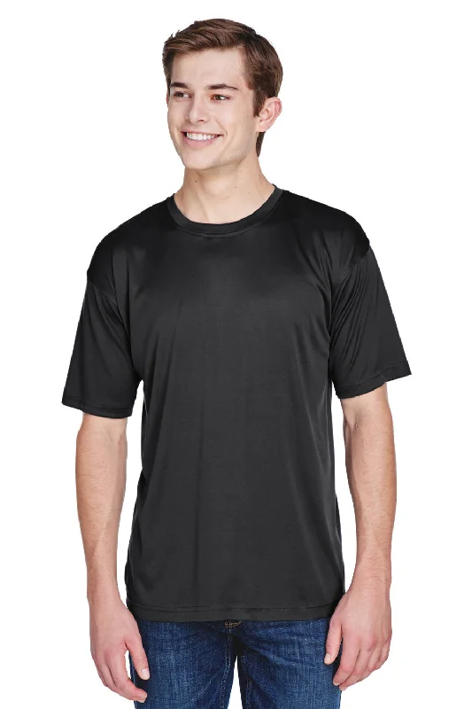 UltraClub Mens Cool & Dry Performance Moisture Wicking Short Sleeve Crewneck T-Shirt - Black