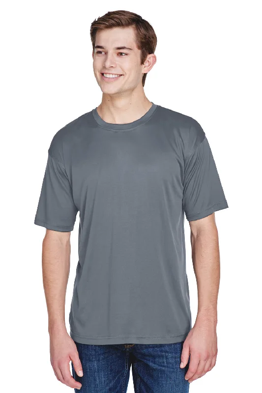 UltraClub Mens Cool & Dry Performance Moisture Wicking Short Sleeve Crewneck T-Shirt - Charcoal Grey