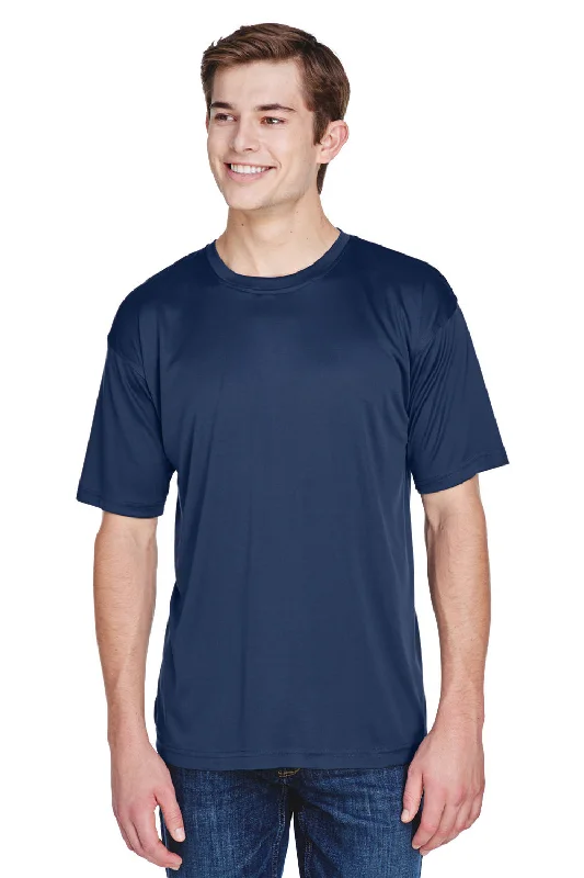 UltraClub Mens Cool & Dry Performance Moisture Wicking Short Sleeve Crewneck T-Shirt - Navy Blue