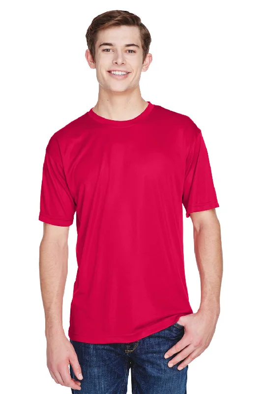 UltraClub Mens Cool & Dry Performance Moisture Wicking Short Sleeve Crewneck T-Shirt - Red