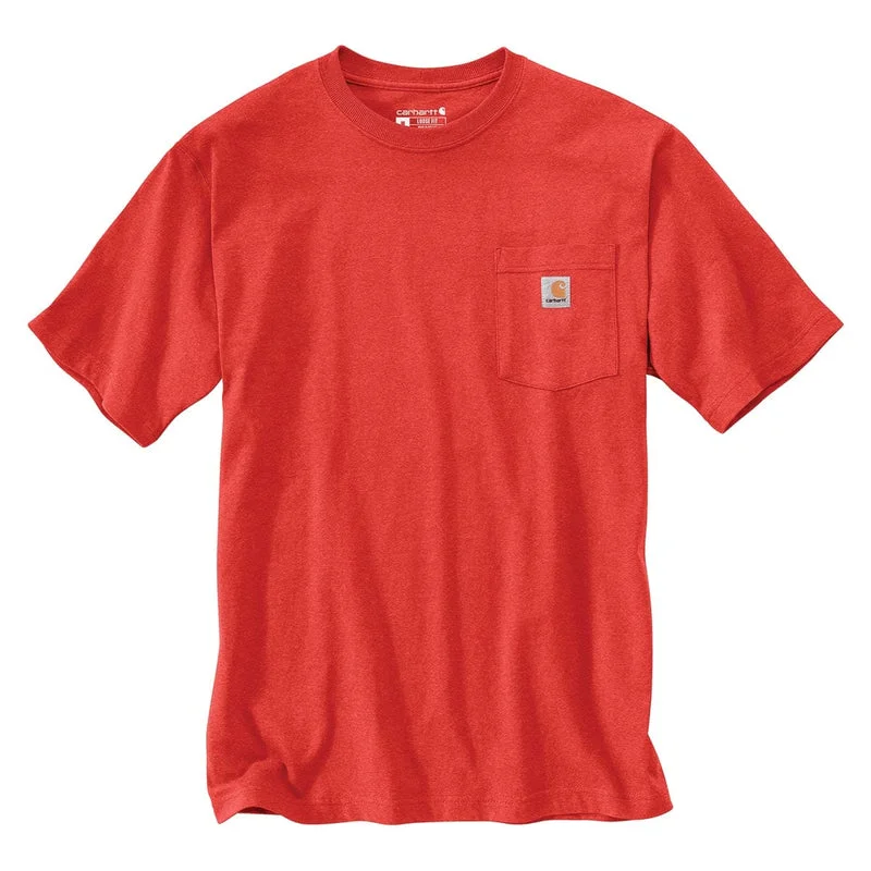 Romantic Data K87 - Loose Fit Heavyweight Pocket Tee, Fire Red Heather