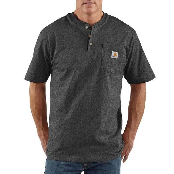 Casual And Casual K84 - Loose fit heavyweight short-sleeve pocket henley t-shirt - Carbon