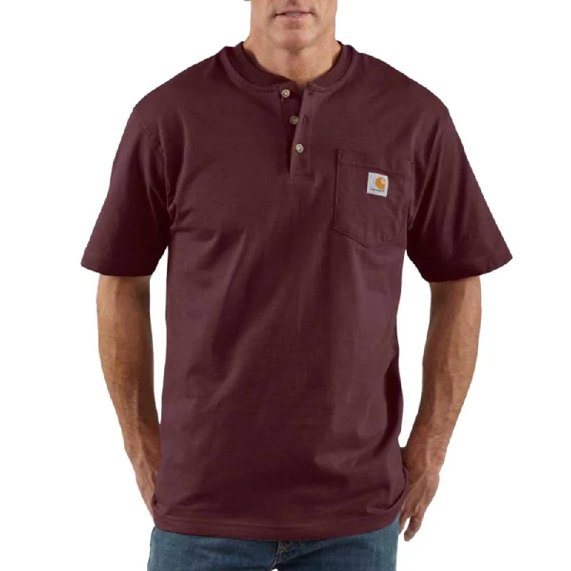Loose Fit K84 - Loose fit heavyweight short-sleeve pocket henley t-shirt- Port