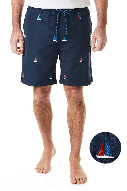 Sandbar Swim Suit Nantucket Navy with Americana Sailboat