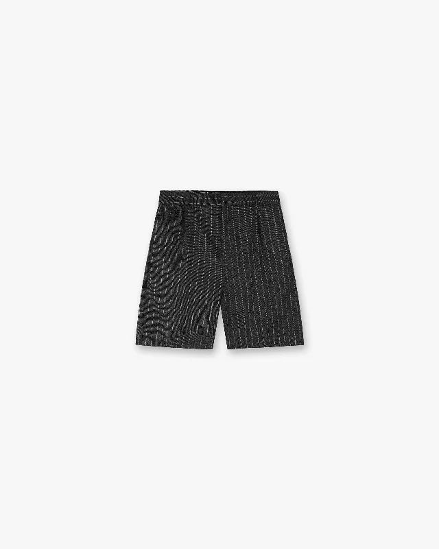 Tailored Short - Black Pinstripe