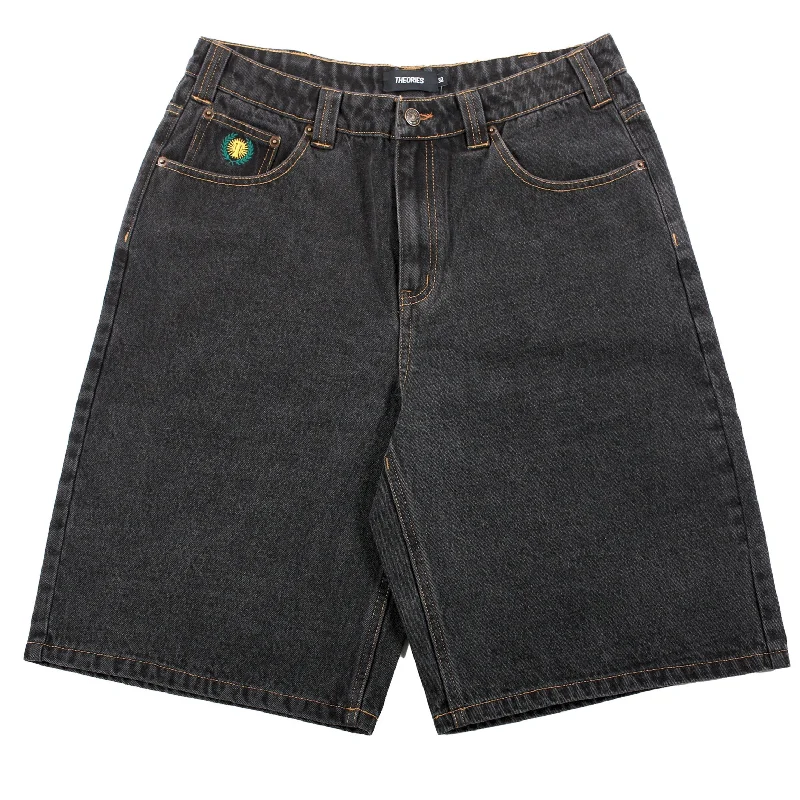 Theories Plaza Denim Shorts Washed Black