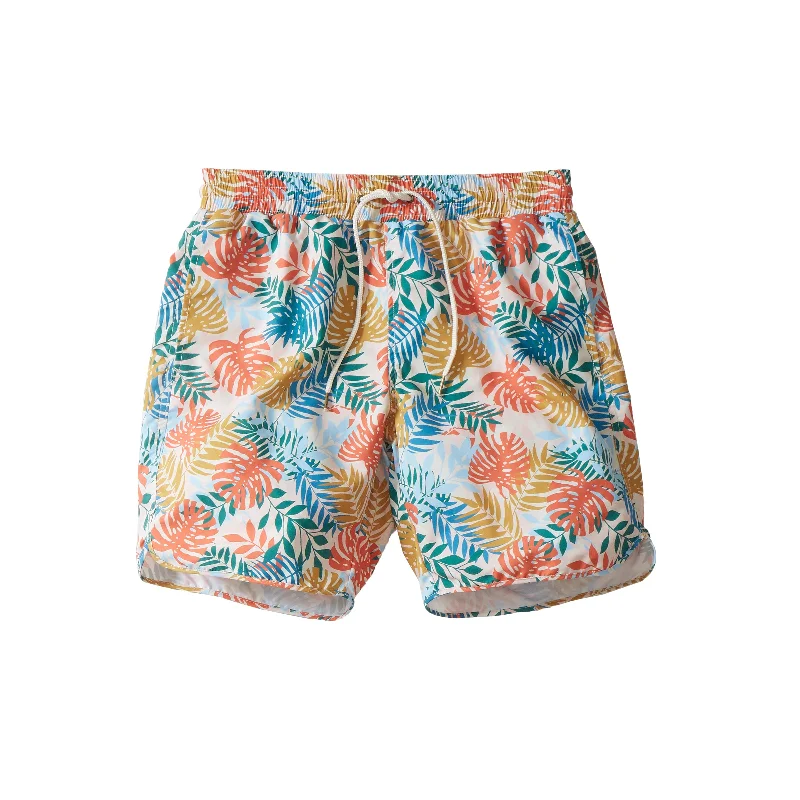 Tropical Leaf Eco Swim Trunk 8" - Multi Color